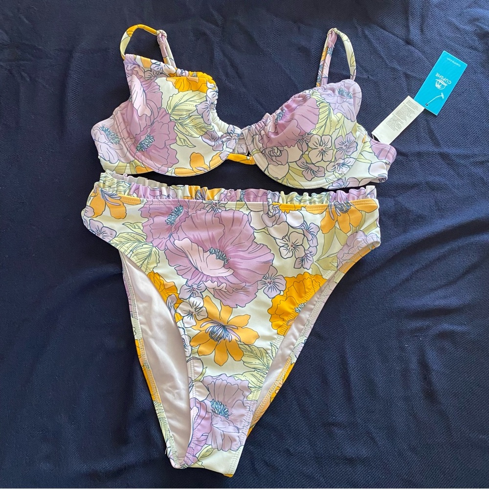 Cupshe Floral Bikini Set with Underwire